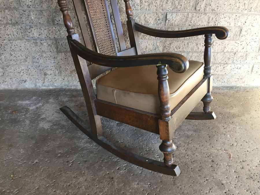 Solid Wood Rocking Chair With Cane Back [Photo 6]