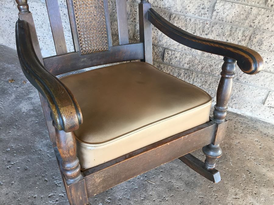 Solid Wood Rocking Chair With Cane Back [Photo 2]