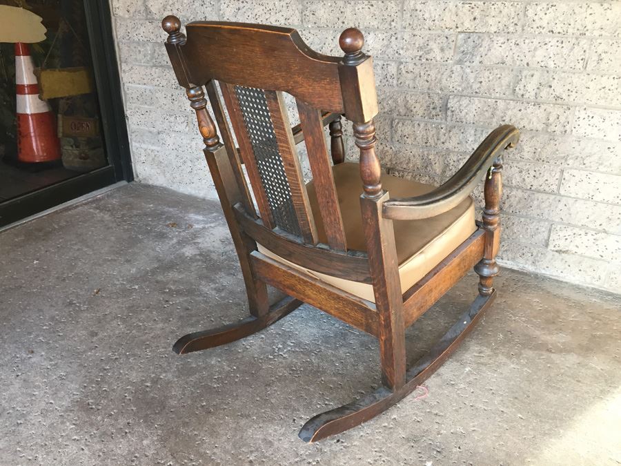 Solid Wood Rocking Chair With Cane Back [Photo 3]