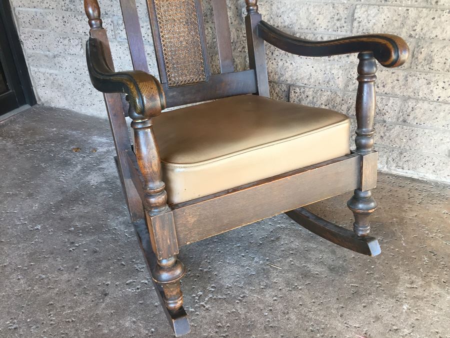 Solid Wood Rocking Chair With Cane Back [Photo 9]