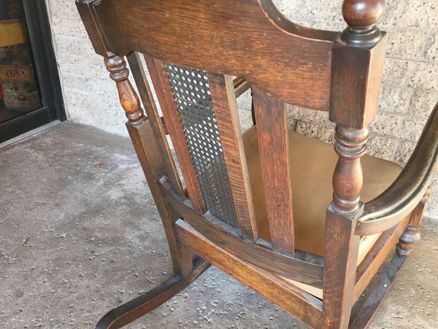 Solid Wood Rocking Chair With Cane Back [Photo 10]