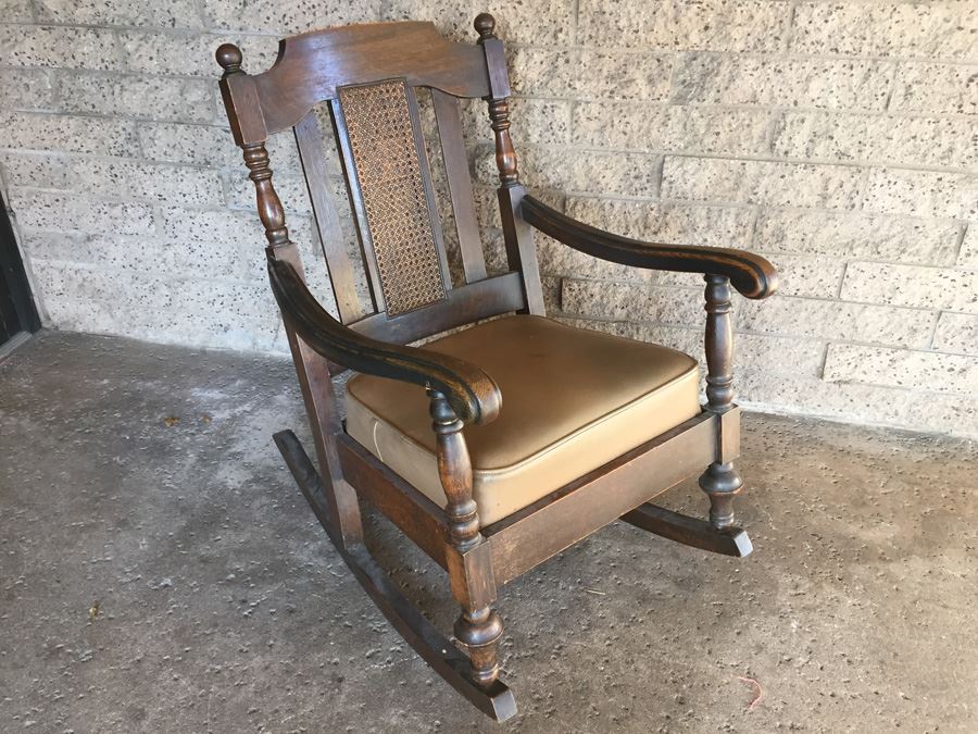 Solid Wood Rocking Chair With Cane Back [Photo 1]