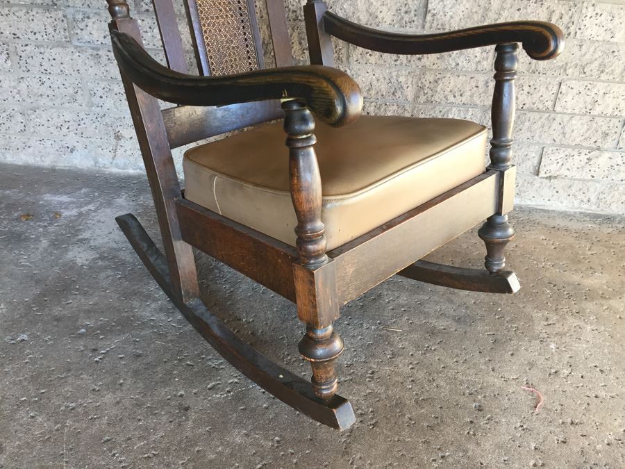 Solid Wood Rocking Chair With Cane Back [Photo 5]