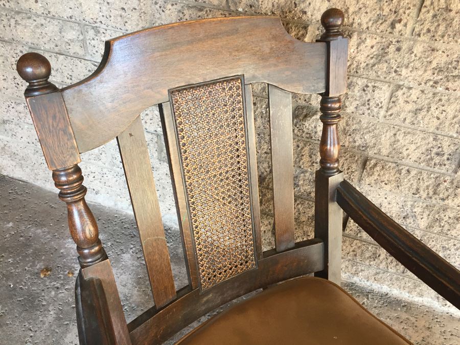 Solid Wood Rocking Chair With Cane Back [Photo 4]