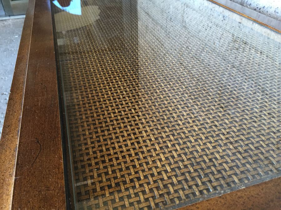 Mid-Century Coffee Table With Cane Underneath Glass [Photo 8]