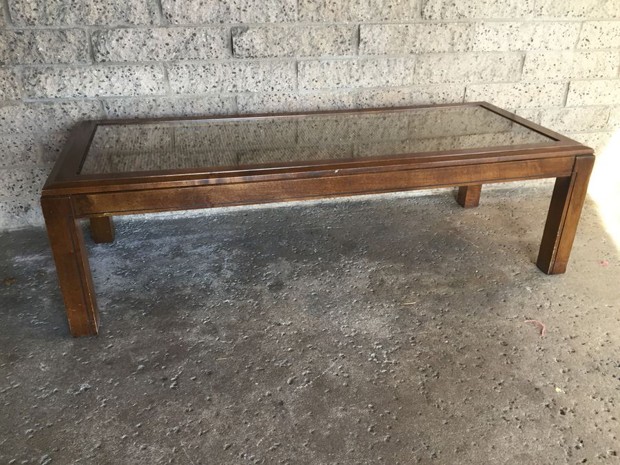 Mid-Century Coffee Table With Cane Underneath Glass [Photo 4]