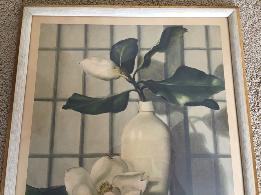 Vintage 1934 Framed 'Magnolias' Print By Ethelyn C. Stewart [Photo 4]