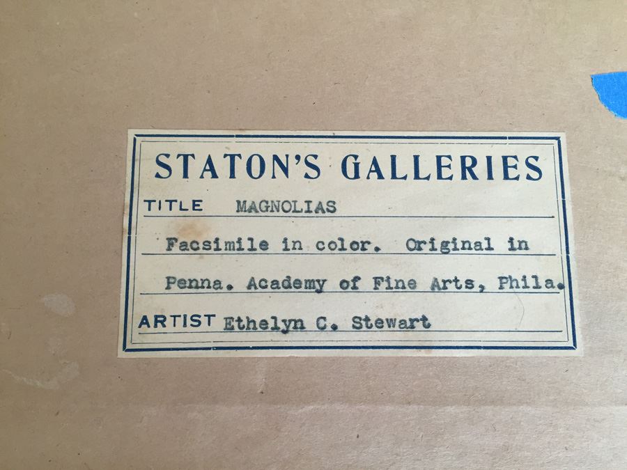 Vintage 1934 Framed 'Magnolias' Print By Ethelyn C. Stewart [Photo 3]