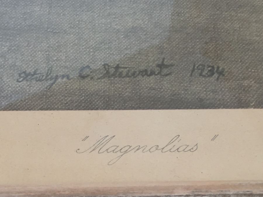 Vintage 1934 Framed 'Magnolias' Print By Ethelyn C. Stewart [Photo 8]