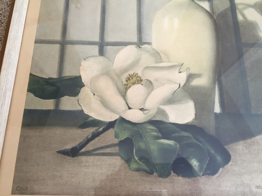 Vintage 1934 Framed 'Magnolias' Print By Ethelyn C. Stewart [Photo 6]
