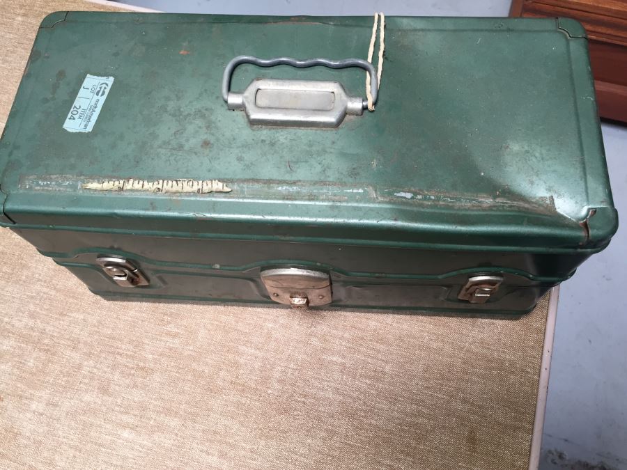 Vintage Green Tackle Tool Box With Tools [Photo 4]