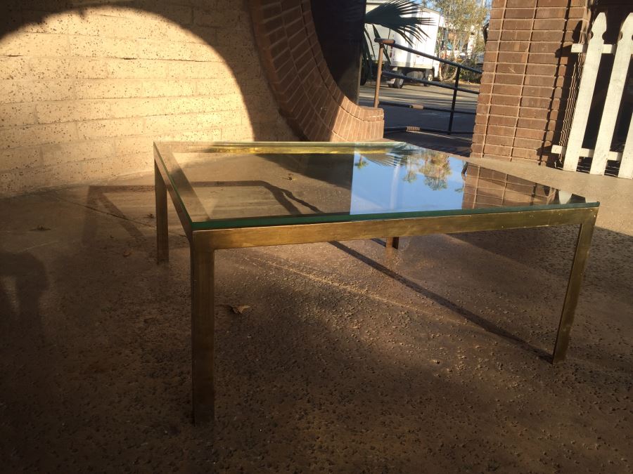 Brass Coffee Table With Glass Top