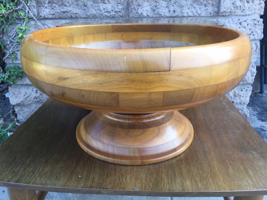Large Footed Wooden Bowl