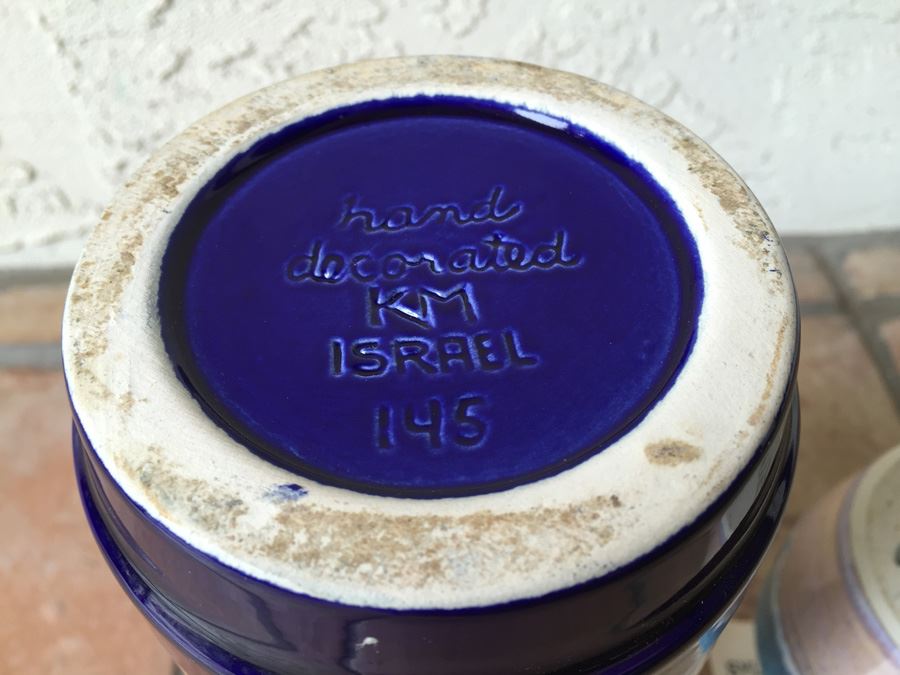 Pottery Lot Includes KM Israel Blue Hand Decorated Pottery And Sylvia Knight Kress Pottery [Photo 4]