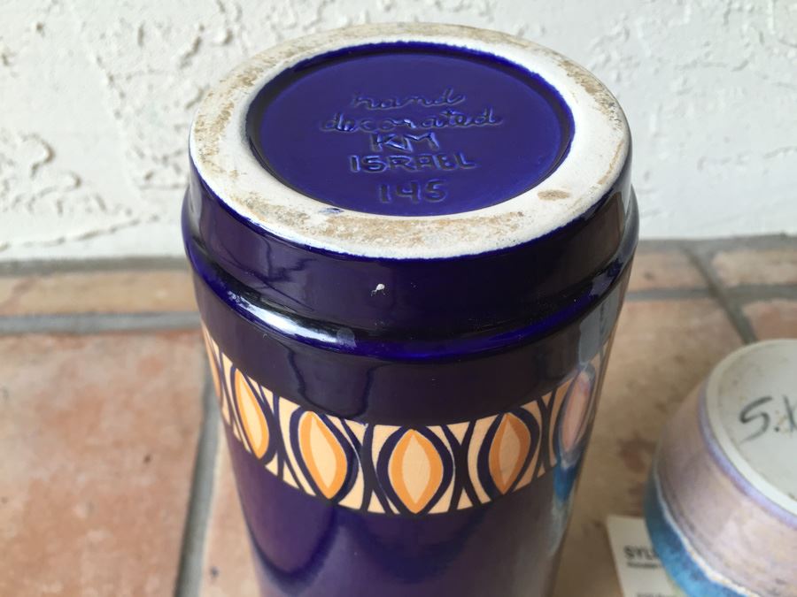 Pottery Lot Includes KM Israel Blue Hand Decorated Pottery And Sylvia Knight Kress Pottery [Photo 11]