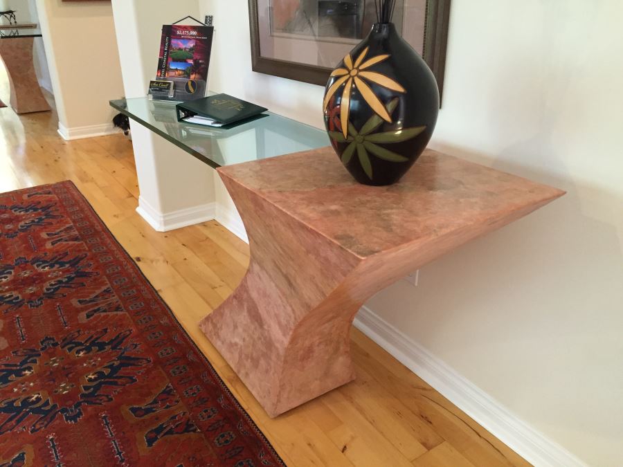 Modern Console Table With Pounded And Formed Mulberry Bark And Cantilevered Glass Designed By San Francisco Furniture Designer [Photo 2]
