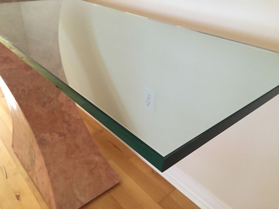 Modern Console Table With Pounded And Formed Mulberry Bark And Cantilevered Glass Designed By San Francisco Furniture Designer [Photo 5]