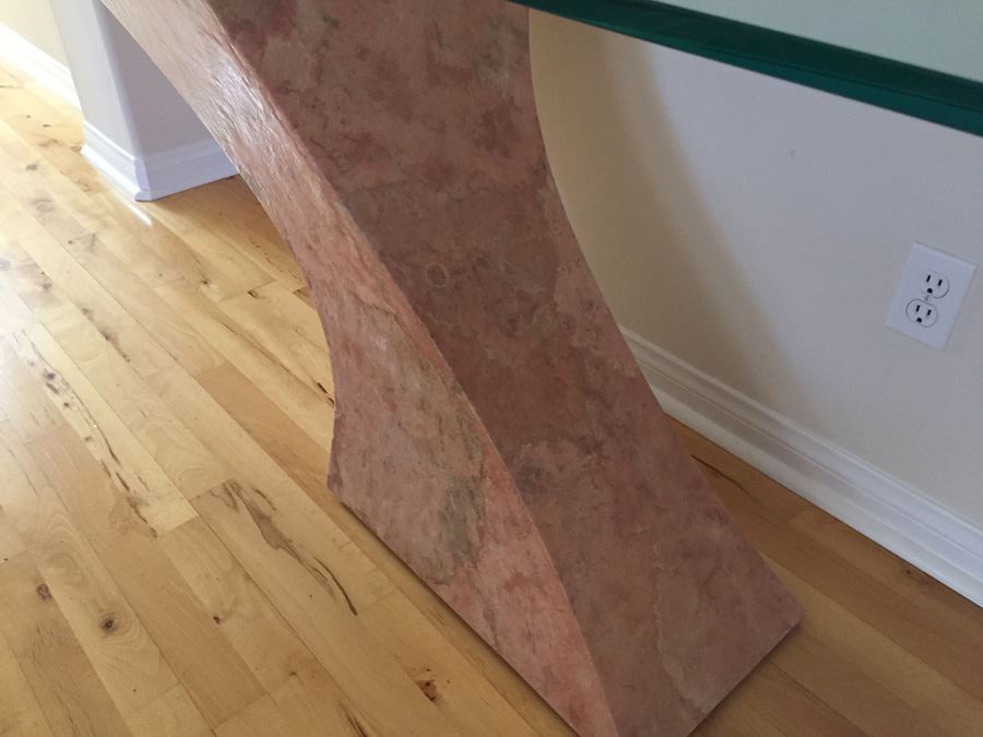 Modern Console Table With Pounded And Formed Mulberry Bark And Cantilevered Glass Designed By San Francisco Furniture Designer [Photo 6]