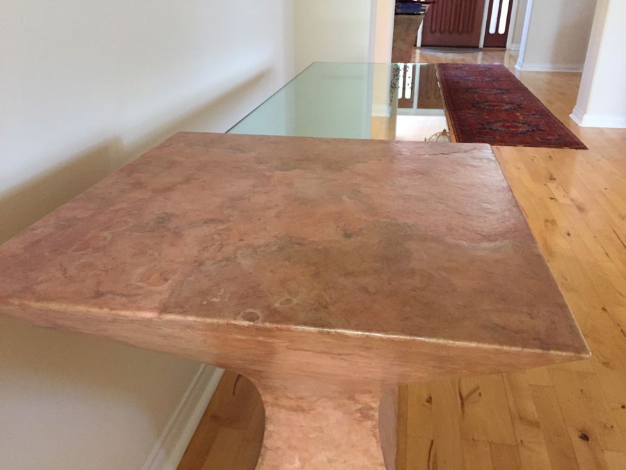 Modern Console Table With Pounded And Formed Mulberry Bark And Cantilevered Glass Designed By San Francisco Furniture Designer [Photo 2]