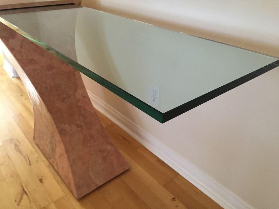 Modern Console Table With Pounded And Formed Mulberry Bark And Cantilevered Glass Designed By San Francisco Furniture Designer [Photo 4]
