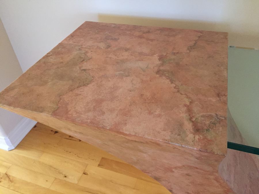 Modern Console Table With Pounded And Formed Mulberry Bark And Cantilevered Glass Designed By San Francisco Furniture Designer [Photo 7]