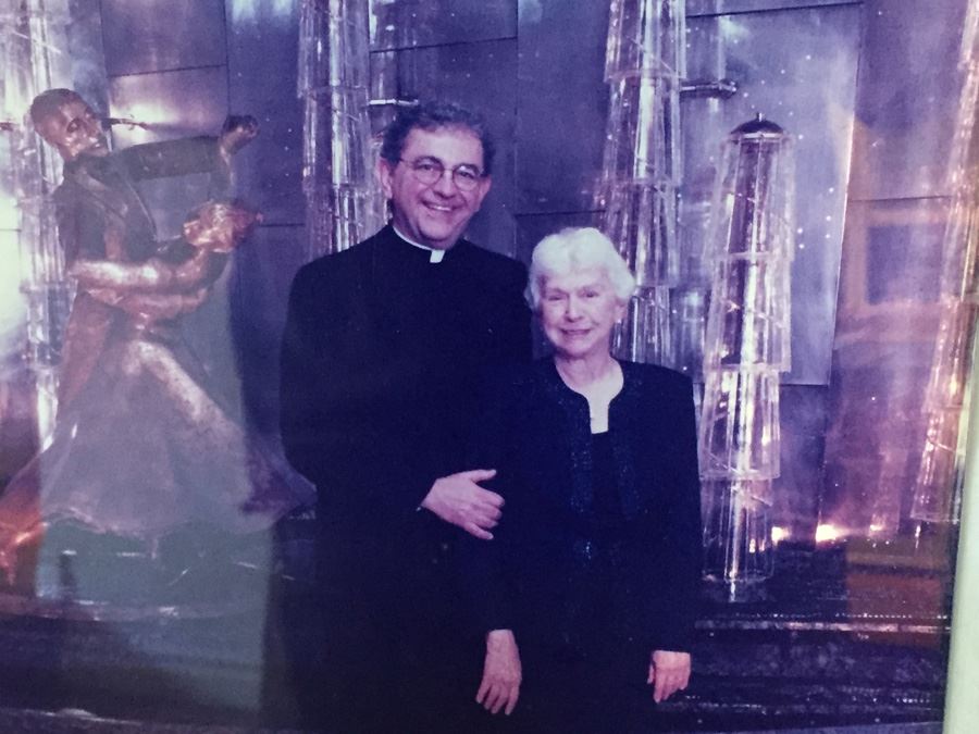 Beautiful Silver And Wood Frame Showing Photo Of Monsignor Dennis Clark With His Mother [Photo 3]