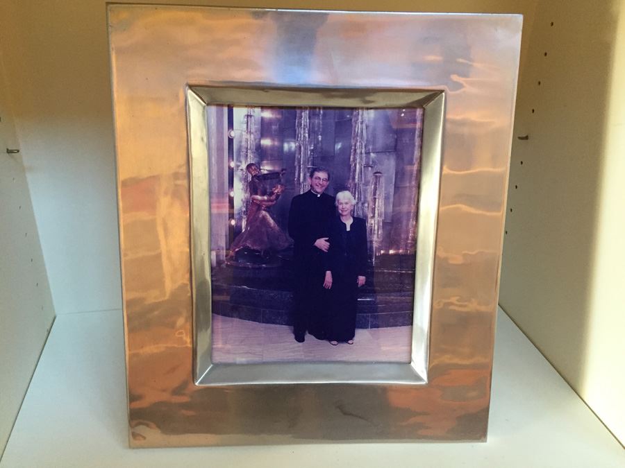 Beautiful Silver And Wood Frame Showing Photo Of Monsignor Dennis Clark With His Mother