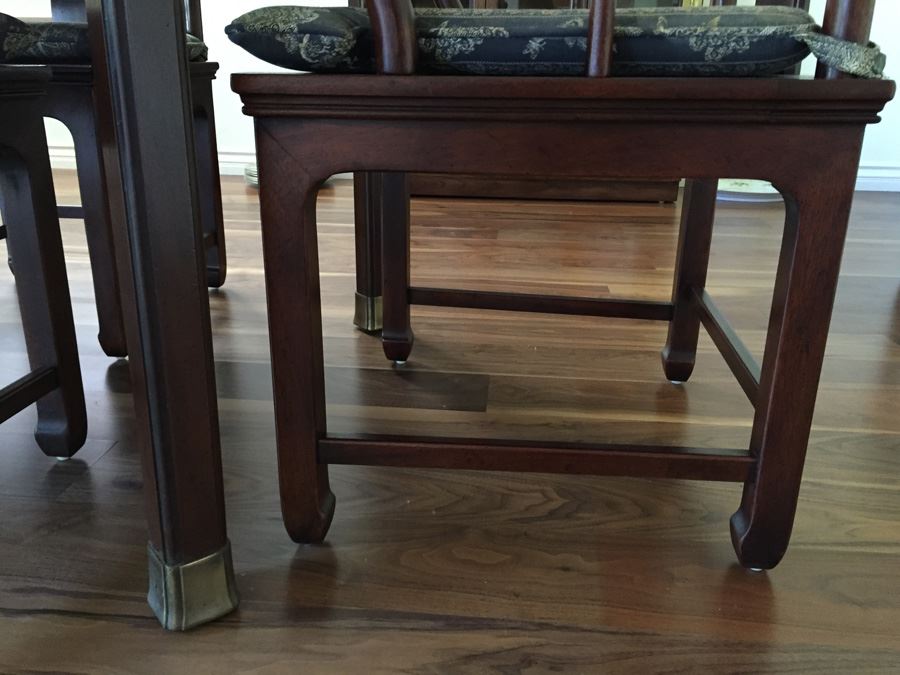 Henredon Rosewood Chinoiserie Formal Dining Table With 2 Leaves And Eight Chairs [Photo 12]