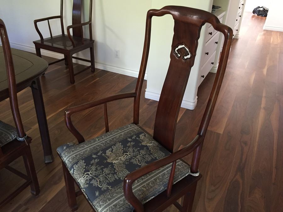 Henredon Rosewood Chinoiserie Formal Dining Table With 2 Leaves And Eight Chairs [Photo 28]