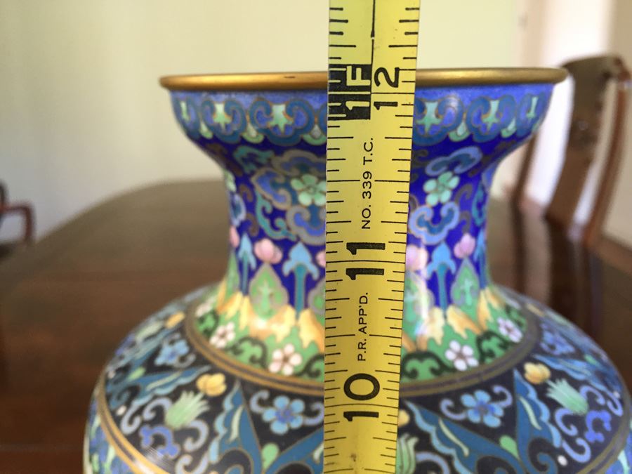Fine Chinese Cloisonné Vase 12 Inch Tall Stunning [Photo 15]