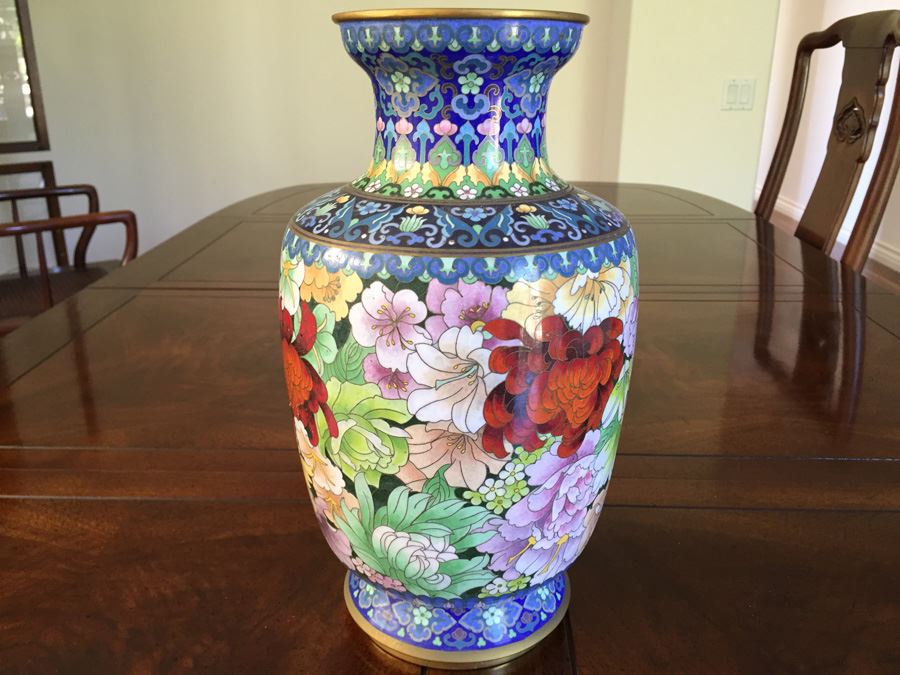 Fine Chinese Cloisonné Vase 12 Inch Tall Stunning [Photo 9]