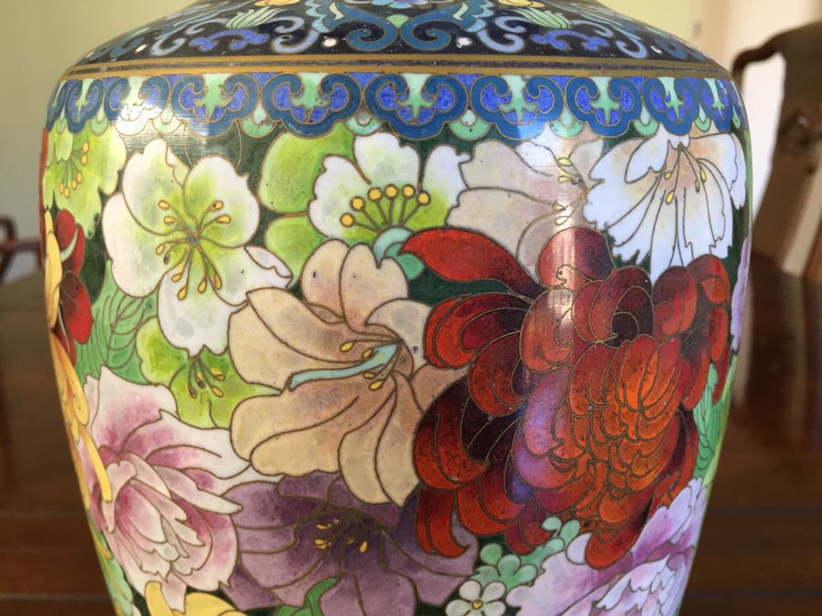 Fine Chinese Cloisonné Vase 12 Inch Tall Stunning [Photo 2]