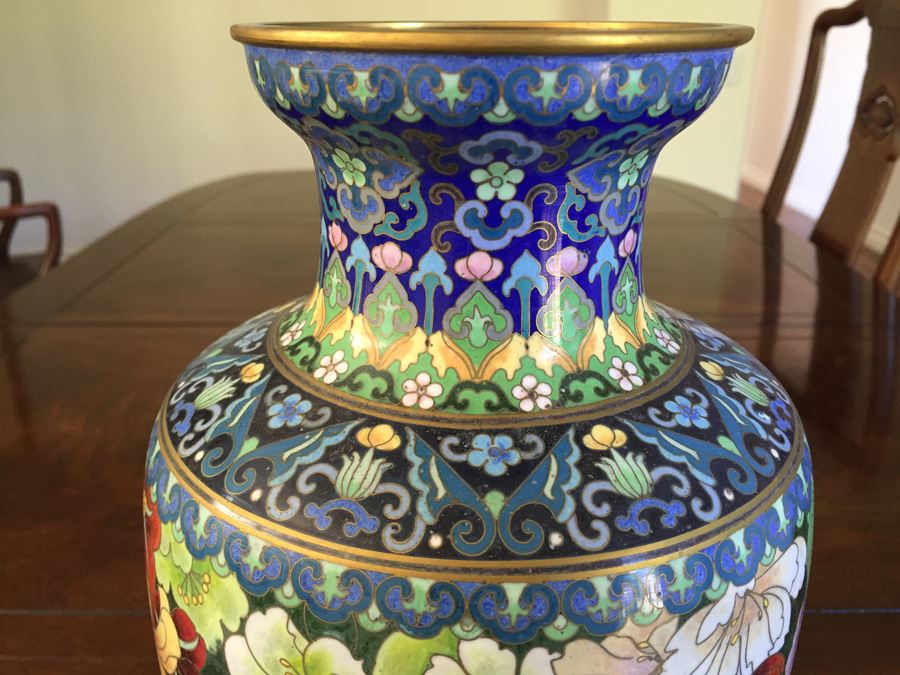 Fine Chinese Cloisonné Vase 12 Inch Tall Stunning [Photo 3]