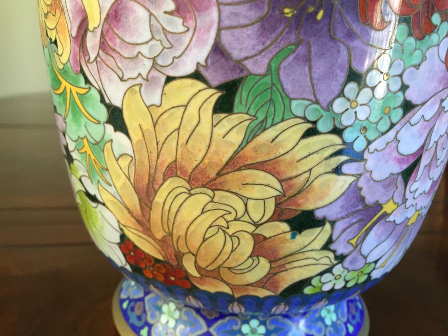 Fine Chinese Cloisonné Vase 12 Inch Tall Stunning [Photo 6]