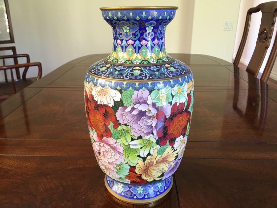 Fine Chinese Cloisonné Vase 12 Inch Tall Stunning [Photo 8]