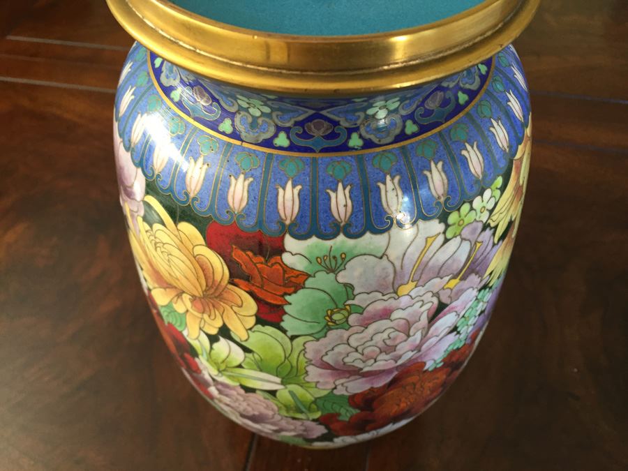 Fine Chinese Cloisonné Vase 12 Inch Tall Stunning [Photo 12]