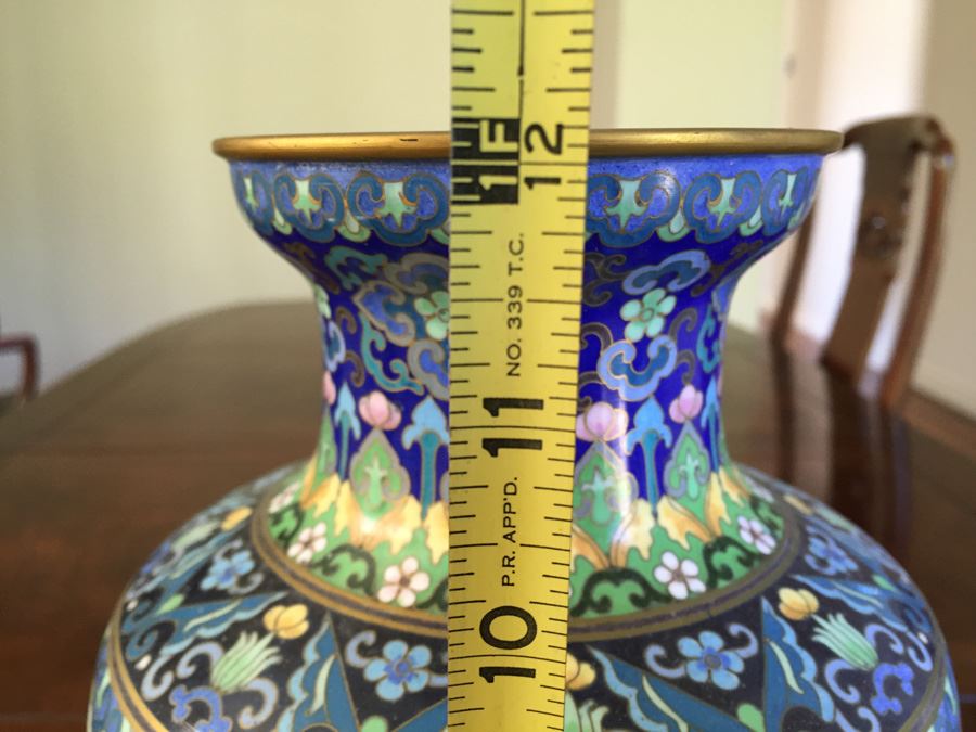 Fine Chinese Cloisonné Vase 12 Inch Tall Stunning [Photo 14]
