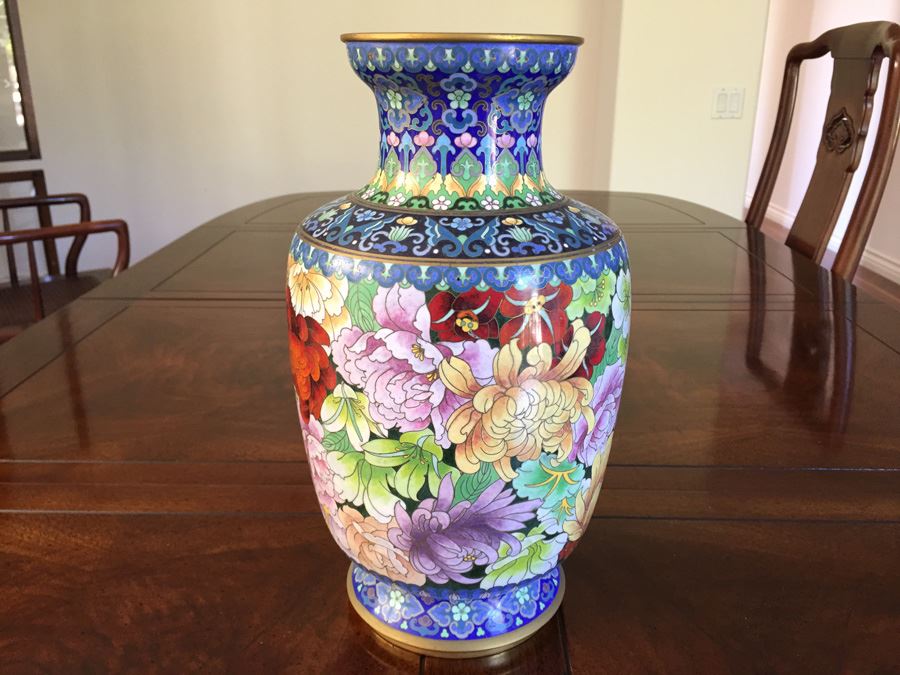 Fine Chinese Cloisonné Vase 12 Inch Tall Stunning [Photo 10]