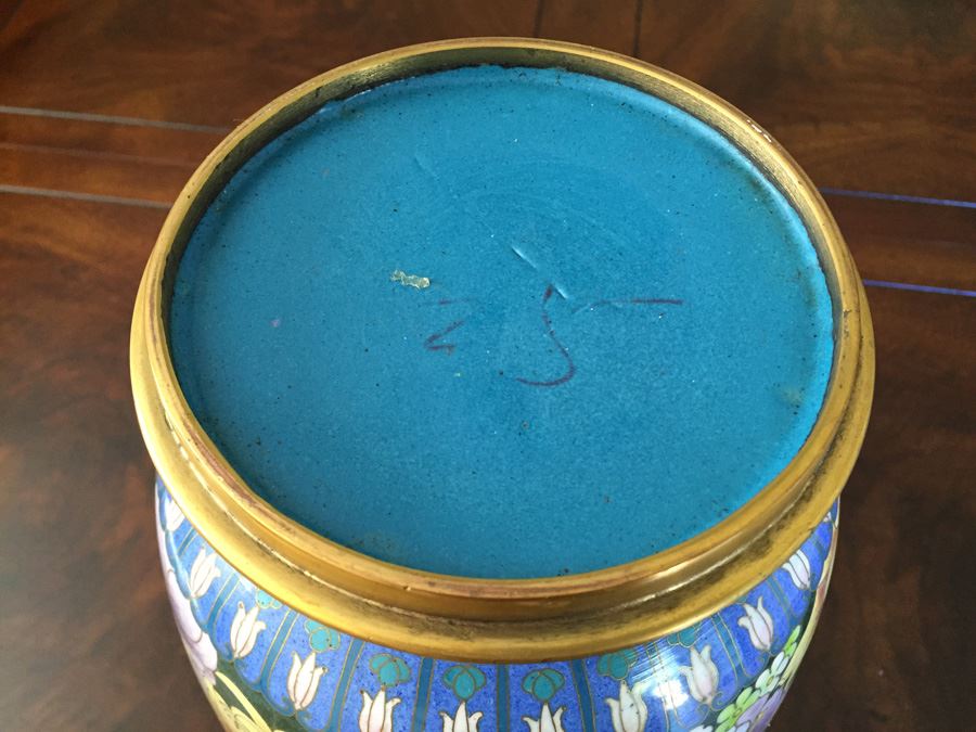 Fine Chinese Cloisonné Vase 12 Inch Tall Stunning [Photo 11]