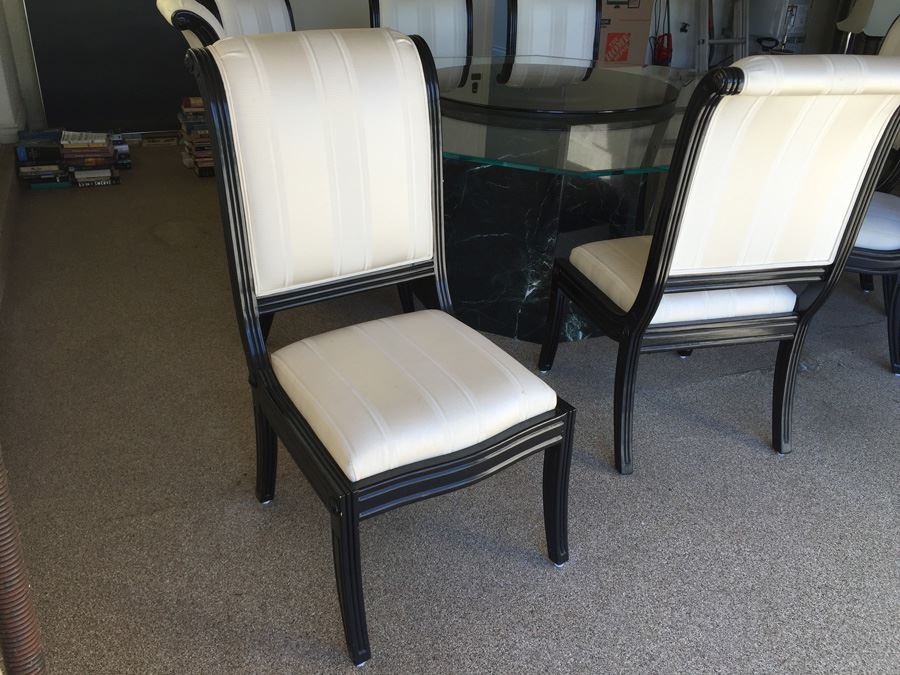 Large Designer Table With Marble Base, Dual Glass Tops And Eight Chairs [Photo 16]