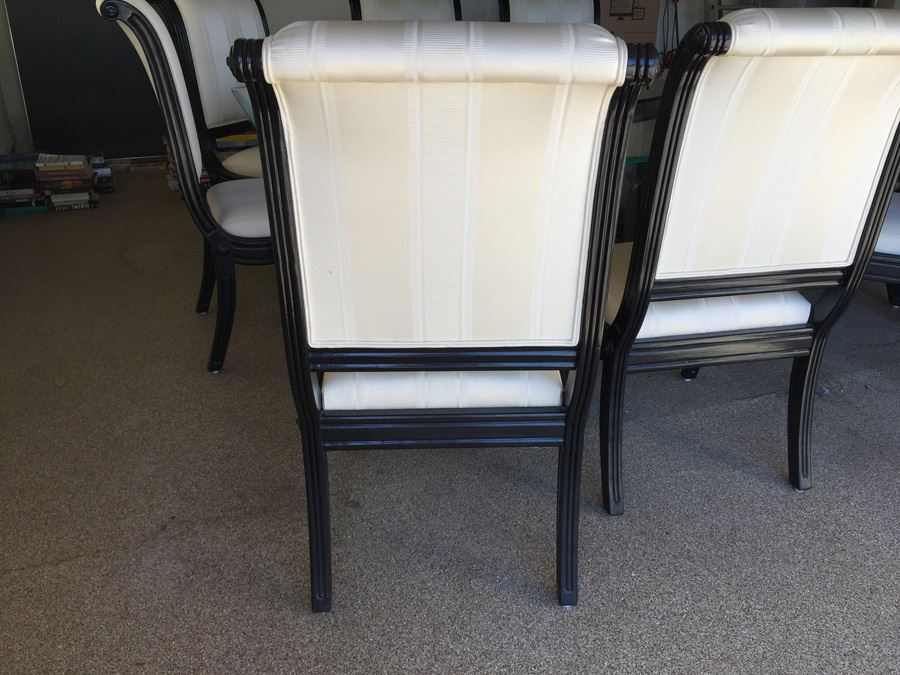 Large Designer Table With Marble Base, Dual Glass Tops And Eight Chairs [Photo 18]