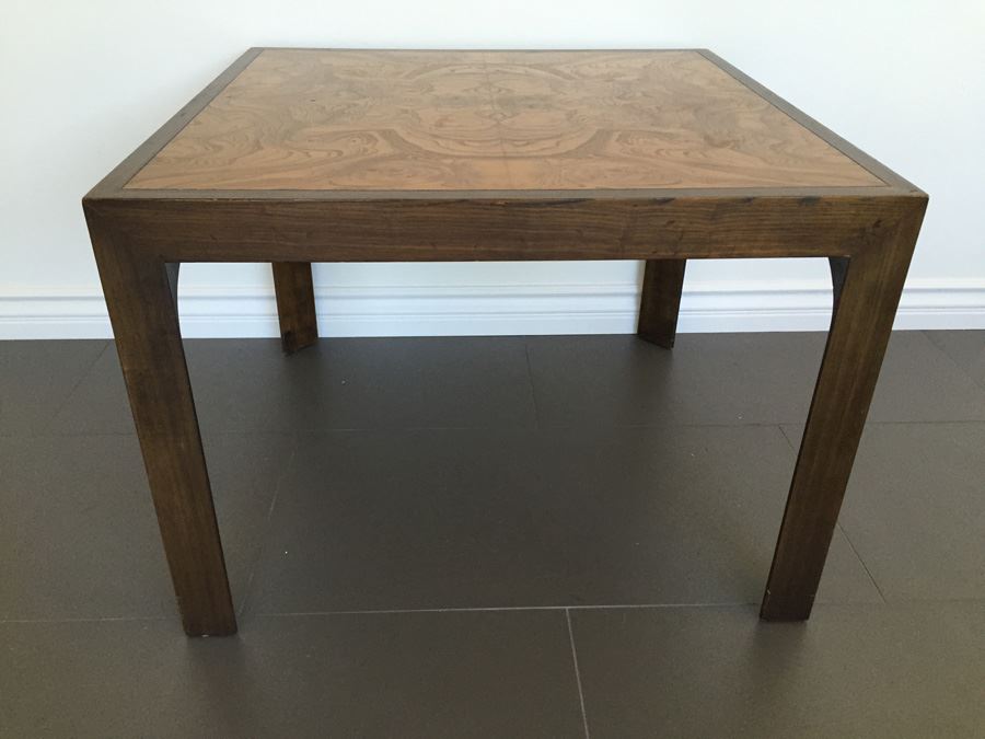 Designer Side Table With Burl Wood Top