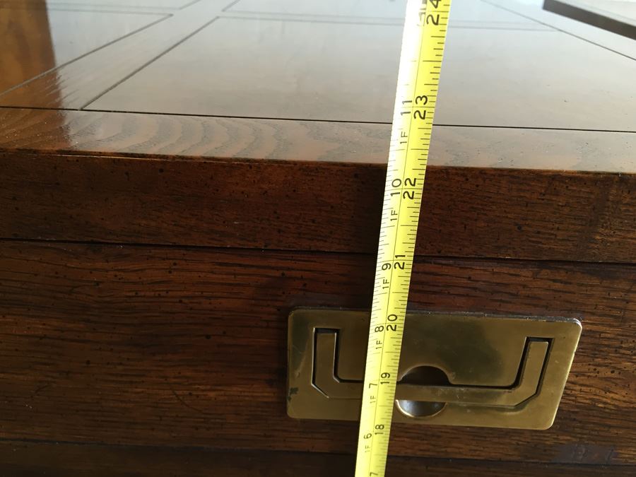 Henredon Fine Furniture Side Table With Brass Campaign Hardware [Photo 15]