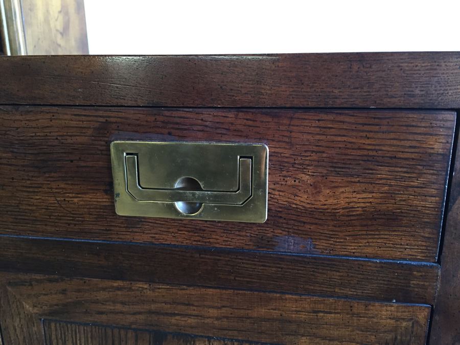 Henredon Fine Furniture Side Table With Brass Campaign Hardware [Photo 6]