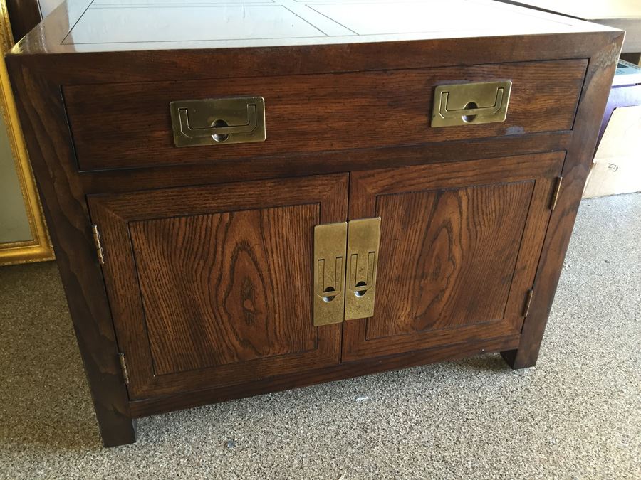 Henredon Fine Furniture Side Table With Brass Campaign Hardware [Photo 4]