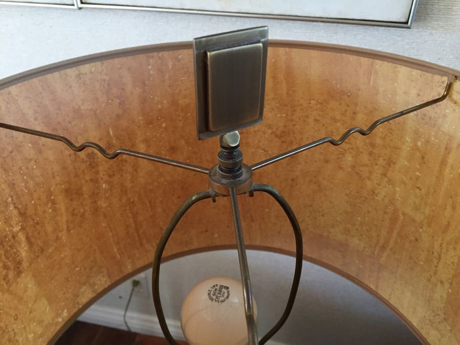 Designer Brass Lamp With Cork Shade [Photo 4]