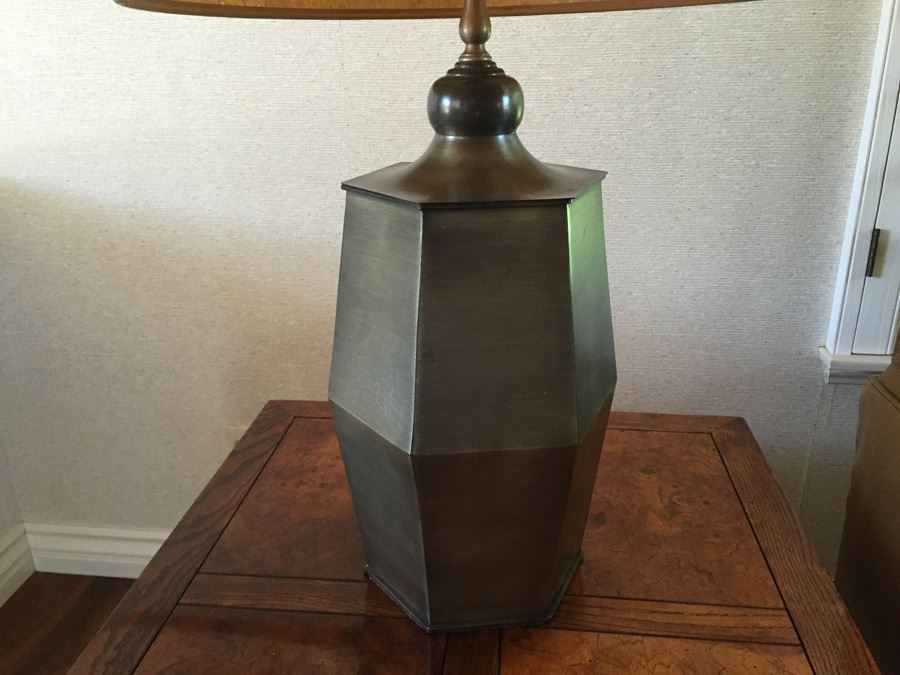 Designer Brass Lamp With Cork Shade [Photo 2]