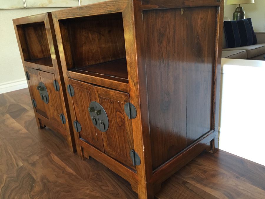 Pair Of Stunning Asian End Tables With Brass Hardware [Photo 7]