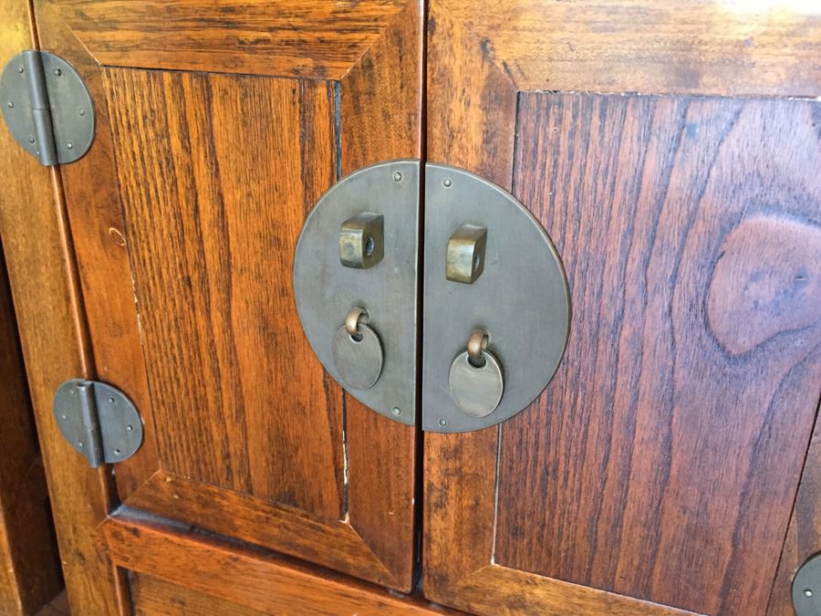 Pair Of Stunning Asian End Tables With Brass Hardware [Photo 9]