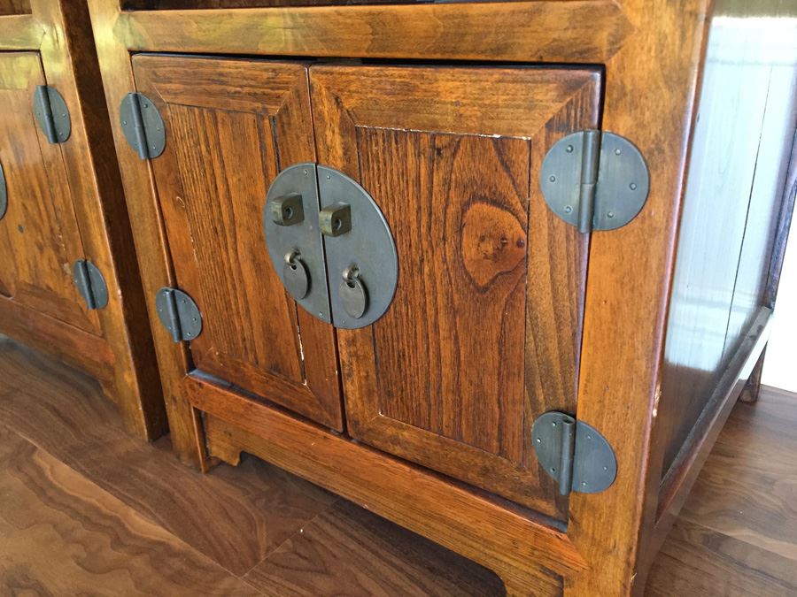 Pair Of Stunning Asian End Tables With Brass Hardware [Photo 2]